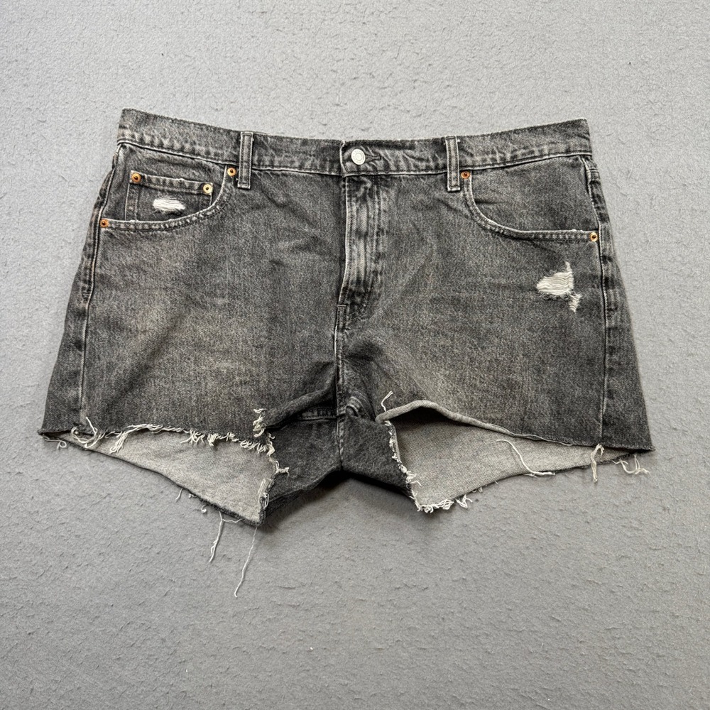 Gap Jean Shorts Women's 16RS Black Faded Low Stride Cut Off Distressed Summer